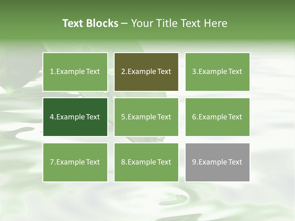 Green Leave At Brunch With Drops Against The Water Background PowerPoint Template