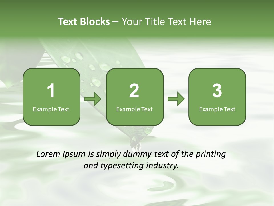 Green Leave At Brunch With Drops Against The Water Background PowerPoint Template