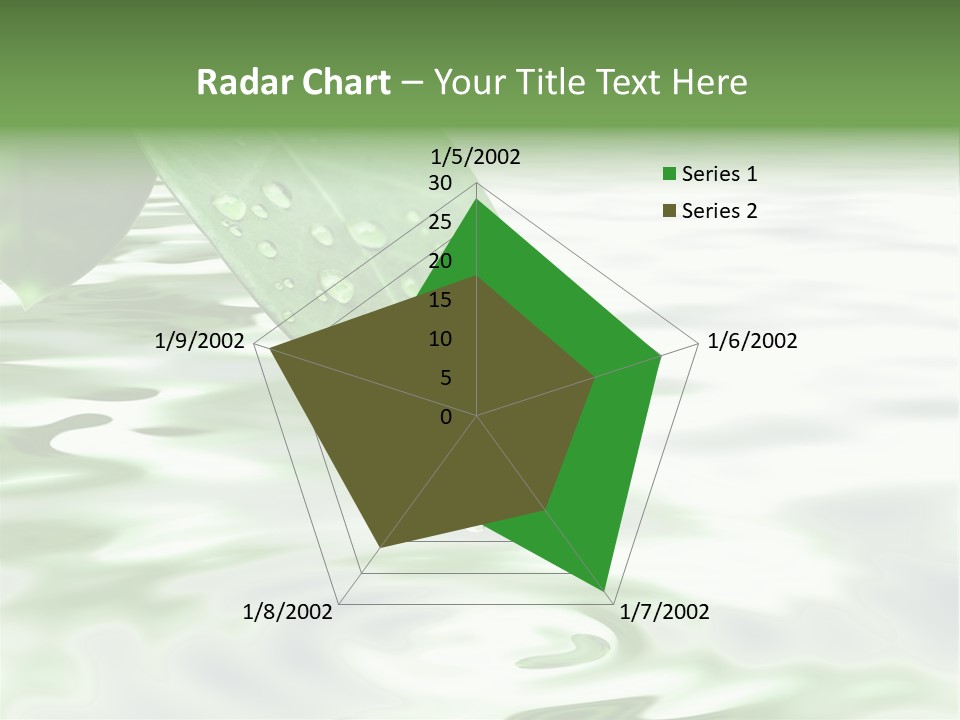 Green Leave At Brunch With Drops Against The Water Background PowerPoint Template