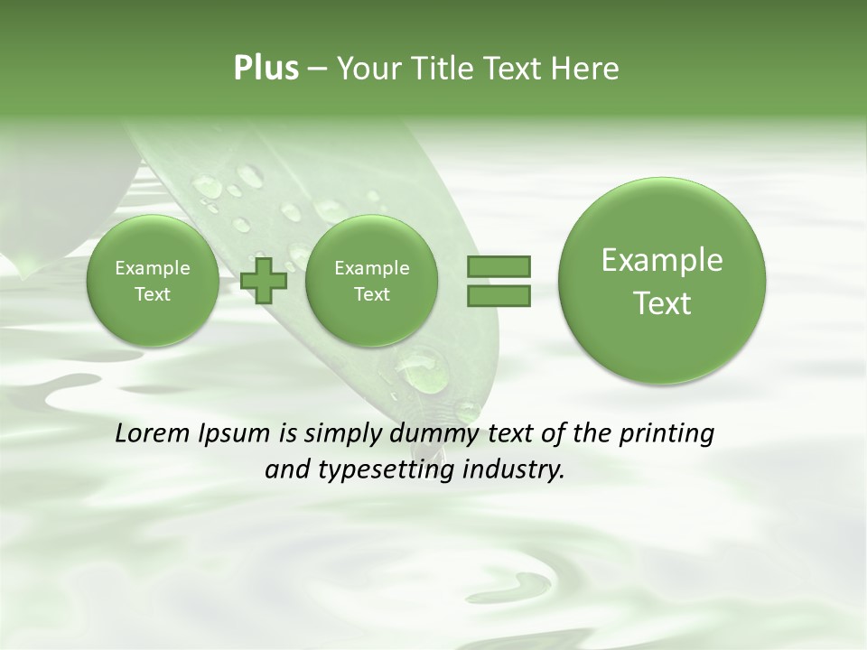 Green Leave At Brunch With Drops Against The Water Background PowerPoint Template
