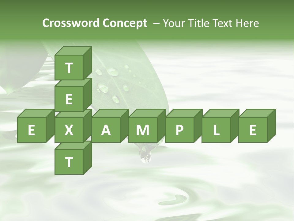 Green Leave At Brunch With Drops Against The Water Background PowerPoint Template