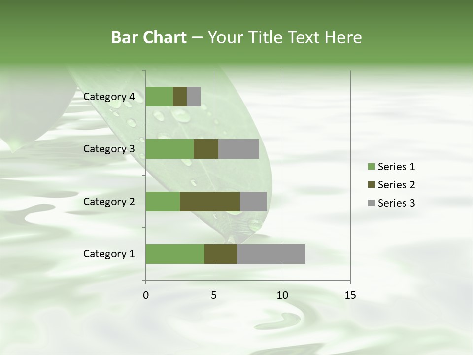 Green Leave At Brunch With Drops Against The Water Background PowerPoint Template