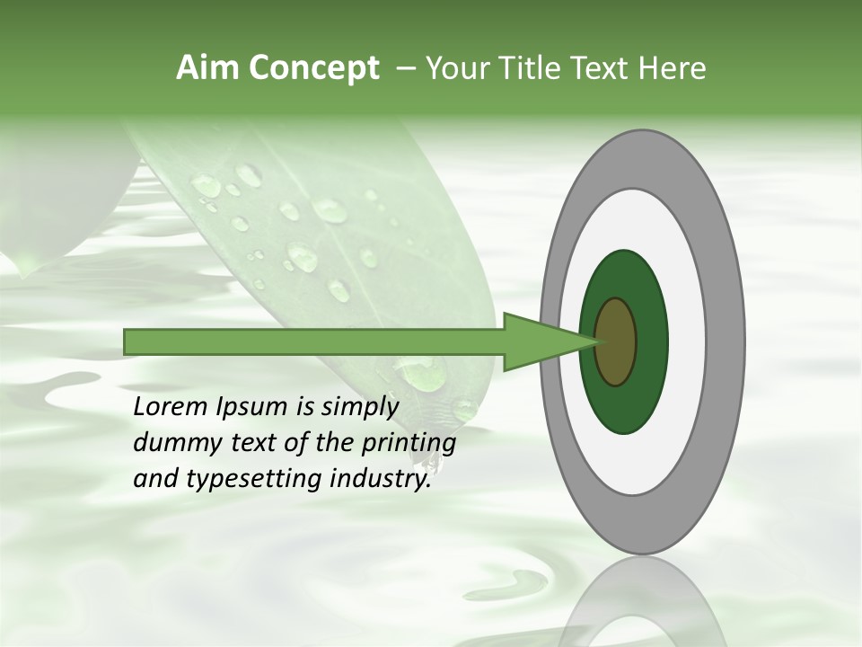 Green Leave At Brunch With Drops Against The Water Background PowerPoint Template