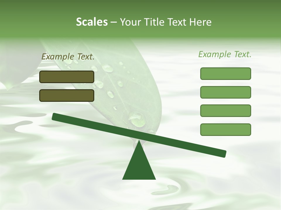 Green Leave At Brunch With Drops Against The Water Background PowerPoint Template