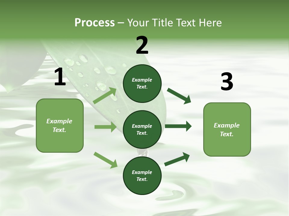 Green Leave At Brunch With Drops Against The Water Background PowerPoint Template