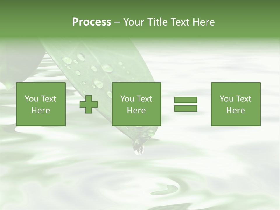 Green Leave At Brunch With Drops Against The Water Background PowerPoint Template