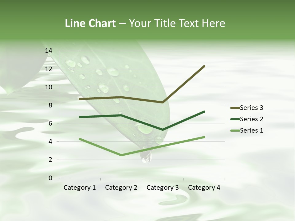 Green Leave At Brunch With Drops Against The Water Background PowerPoint Template