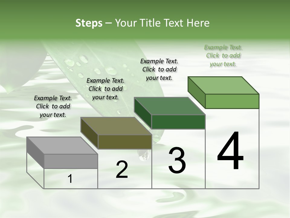 Green Leave At Brunch With Drops Against The Water Background PowerPoint Template