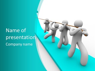 A Team Works Together To Pull Up A Growth Arrow PowerPoint Template