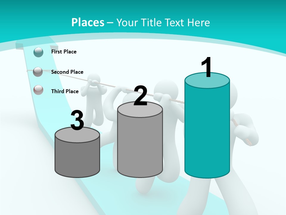 A Team Works Together To Pull Up A Growth Arrow PowerPoint Template