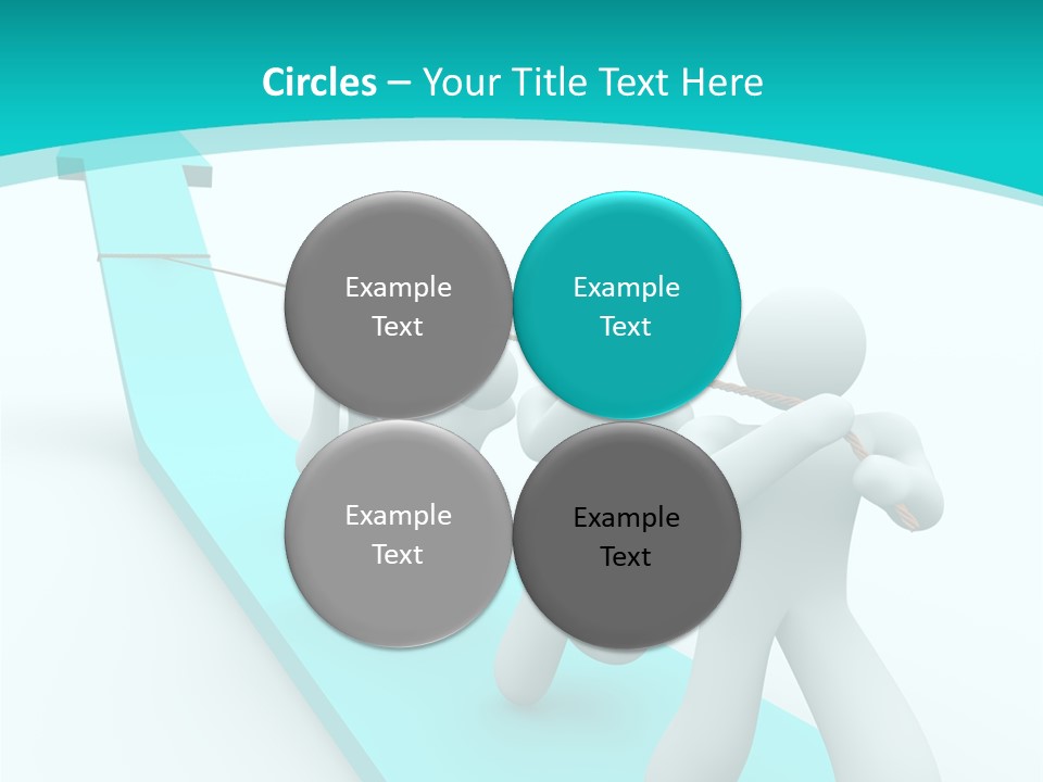 A Team Works Together To Pull Up A Growth Arrow PowerPoint Template