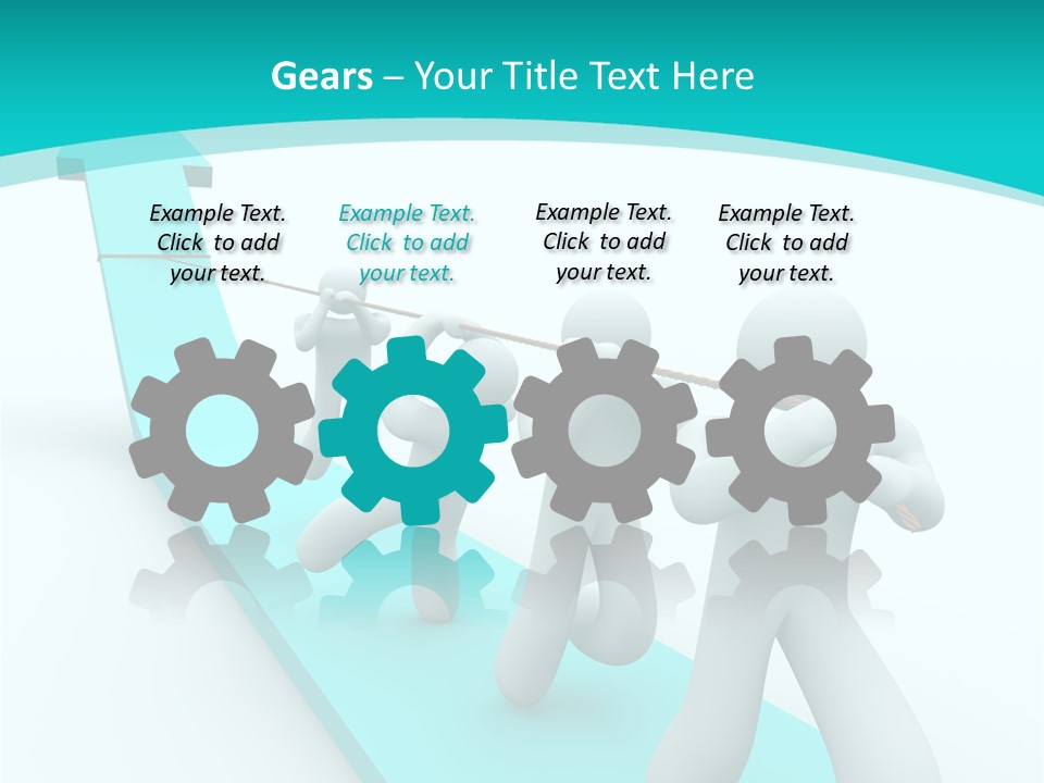 A Team Works Together To Pull Up A Growth Arrow PowerPoint Template