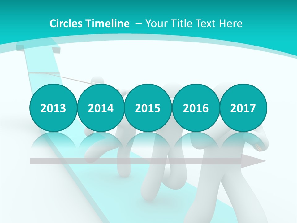 A Team Works Together To Pull Up A Growth Arrow PowerPoint Template