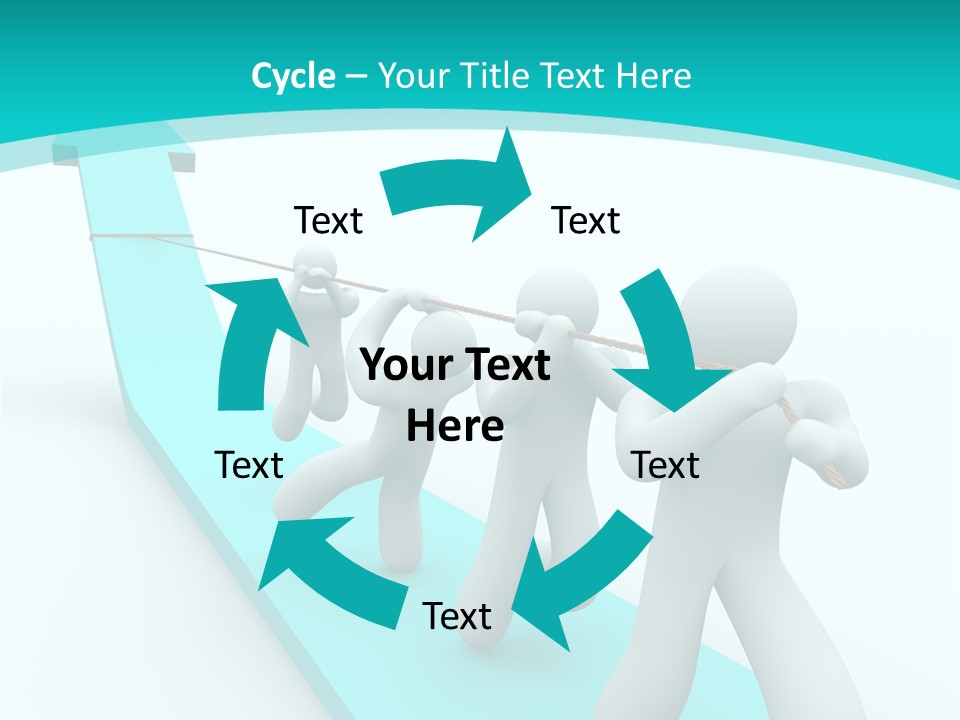 A Team Works Together To Pull Up A Growth Arrow PowerPoint Template