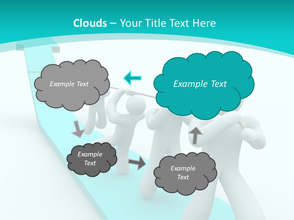 A Team Works Together To Pull Up A Growth Arrow PowerPoint Template