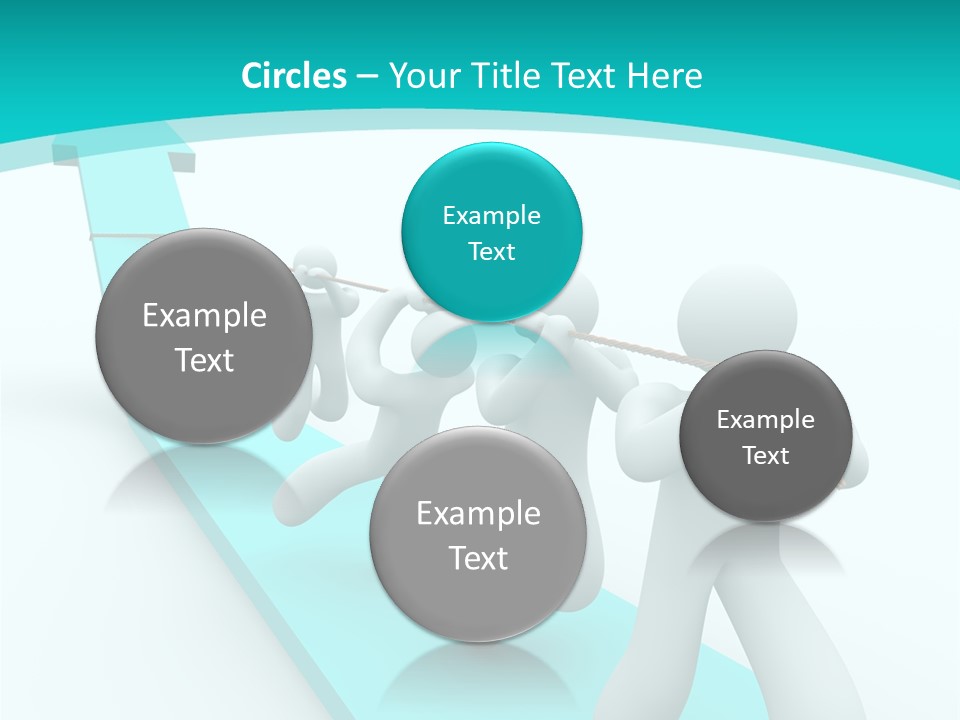 A Team Works Together To Pull Up A Growth Arrow PowerPoint Template