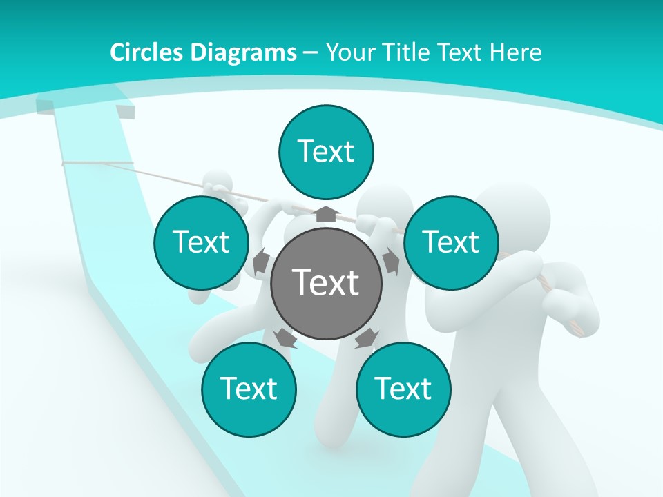 A Team Works Together To Pull Up A Growth Arrow PowerPoint Template