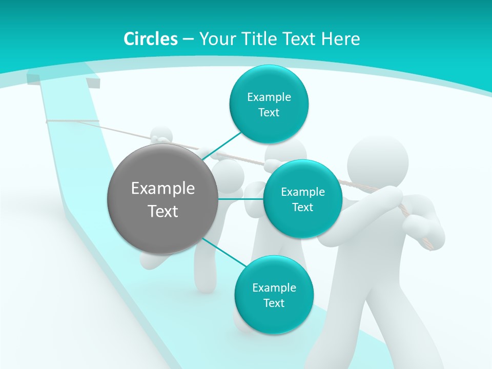 A Team Works Together To Pull Up A Growth Arrow PowerPoint Template