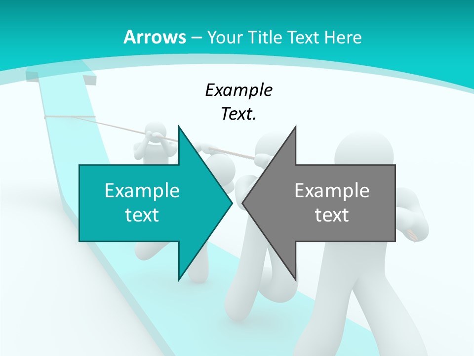 A Team Works Together To Pull Up A Growth Arrow PowerPoint Template
