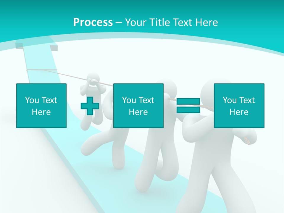 A Team Works Together To Pull Up A Growth Arrow PowerPoint Template