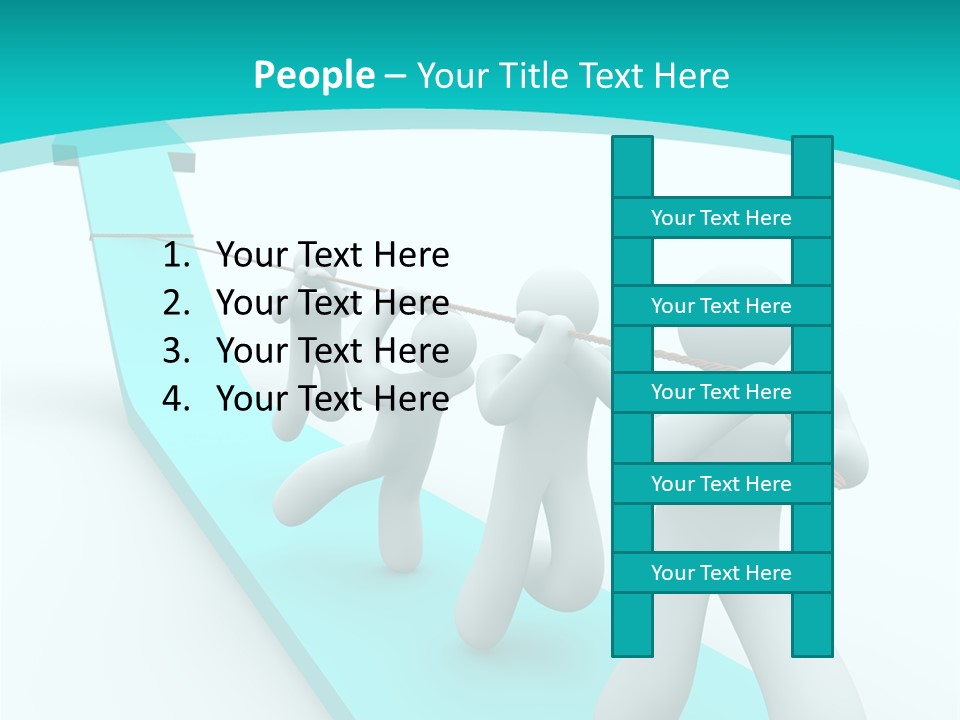 A Team Works Together To Pull Up A Growth Arrow PowerPoint Template