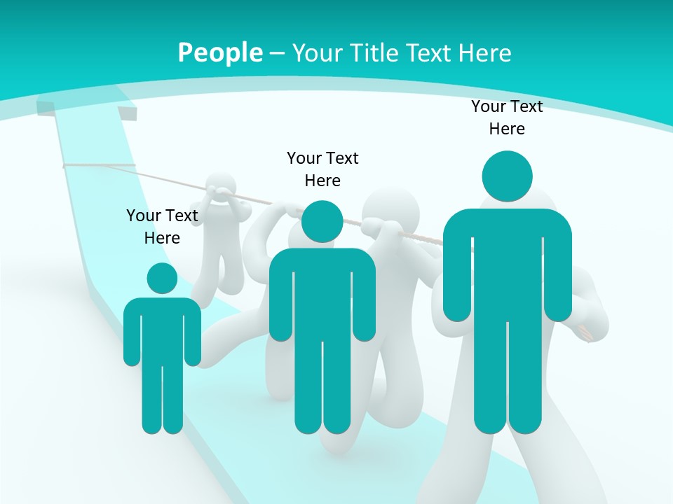 A Team Works Together To Pull Up A Growth Arrow PowerPoint Template