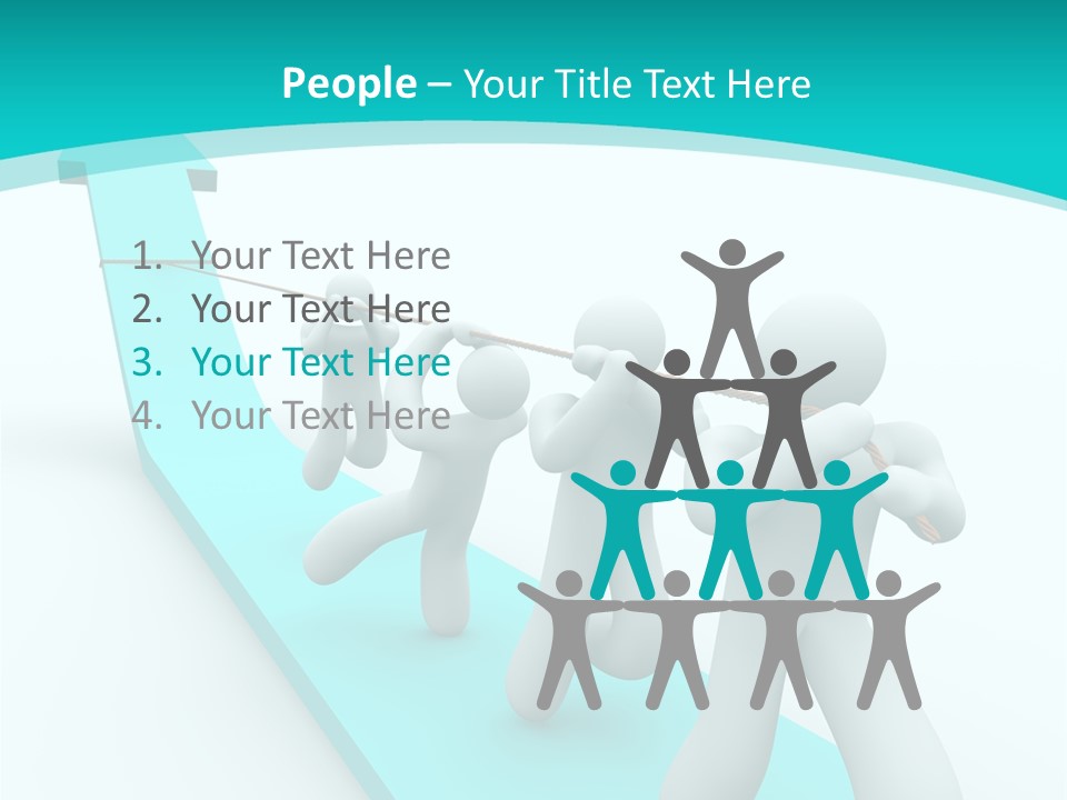 A Team Works Together To Pull Up A Growth Arrow PowerPoint Template