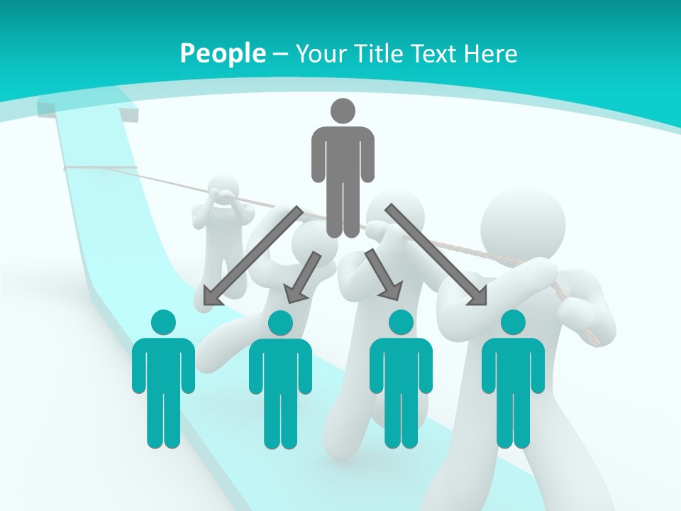 A Team Works Together To Pull Up A Growth Arrow PowerPoint Template