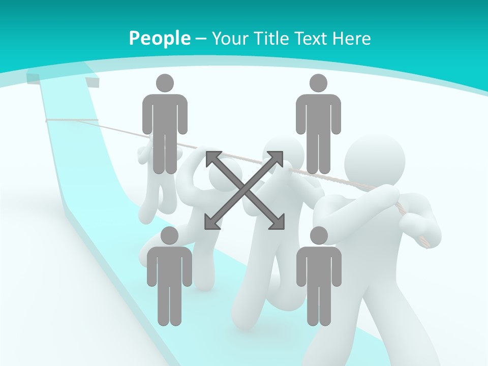 A Team Works Together To Pull Up A Growth Arrow PowerPoint Template
