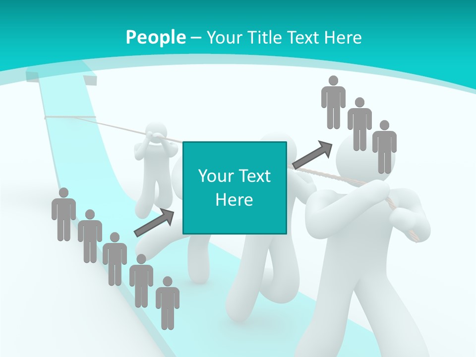 A Team Works Together To Pull Up A Growth Arrow PowerPoint Template
