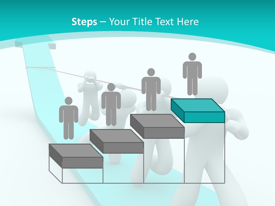 A Team Works Together To Pull Up A Growth Arrow PowerPoint Template
