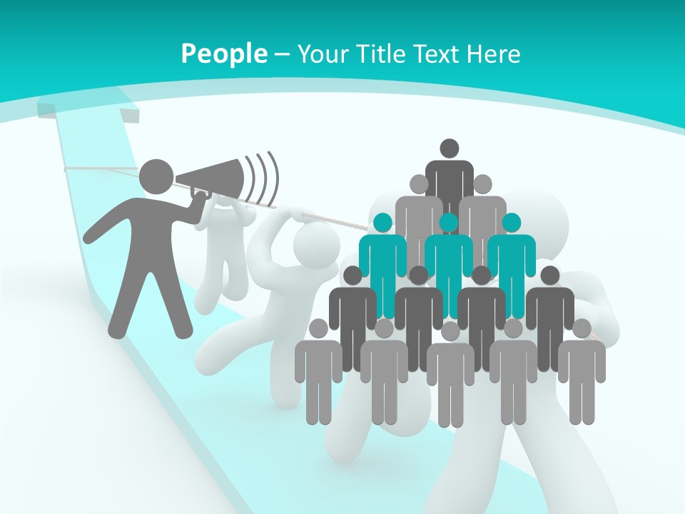 A Team Works Together To Pull Up A Growth Arrow PowerPoint Template