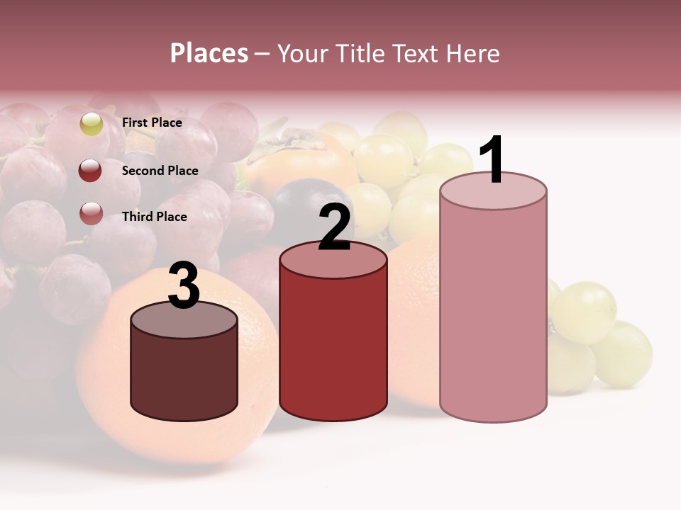 A Bunch Of Grapes, Oranges And Grapes On A White Background PowerPoint Template