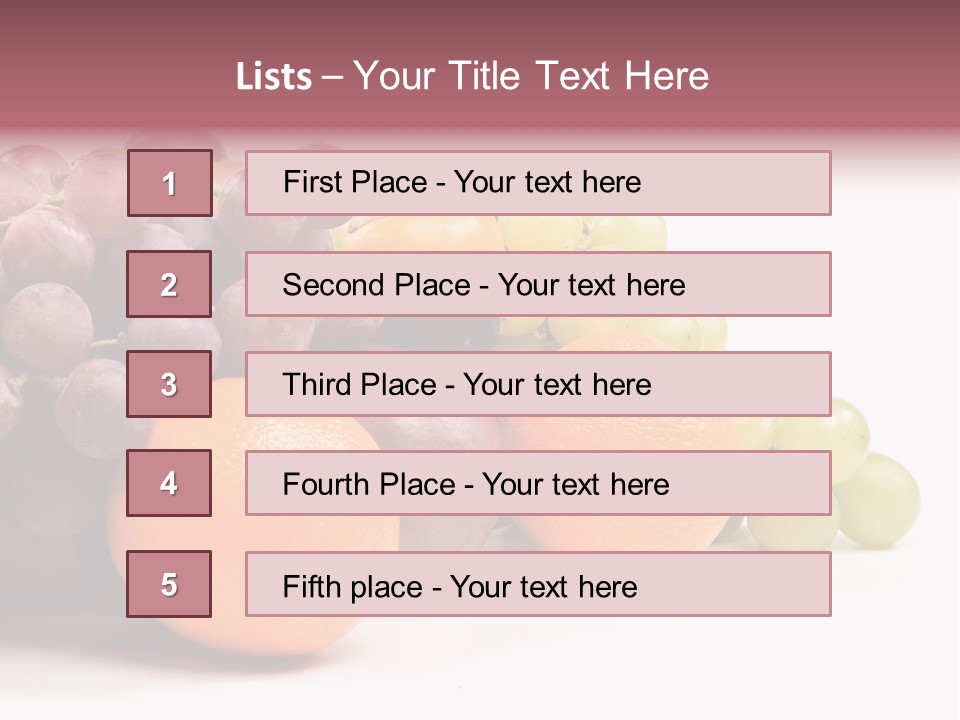 A Bunch Of Grapes, Oranges And Grapes On A White Background PowerPoint Template