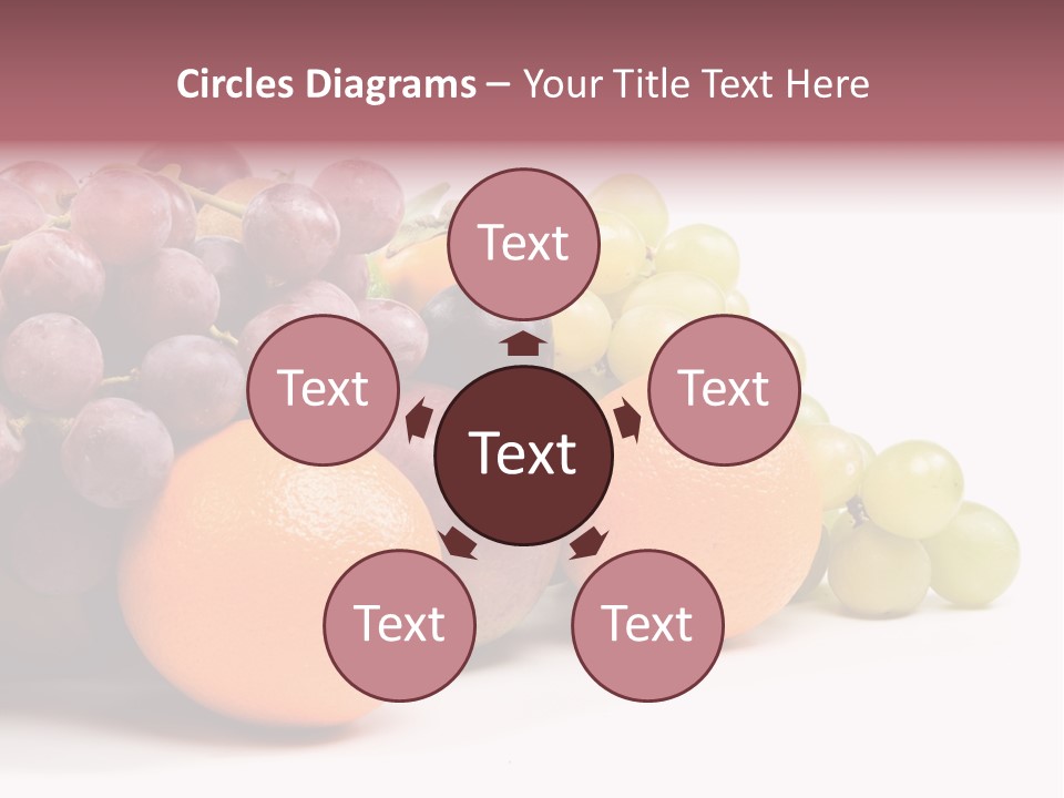 A Bunch Of Grapes, Oranges And Grapes On A White Background PowerPoint Template