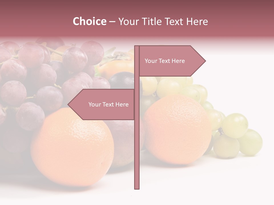 A Bunch Of Grapes, Oranges And Grapes On A White Background PowerPoint Template