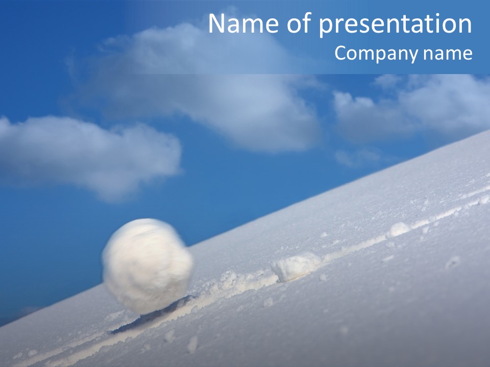 Snow Ball Slides Downhill And Speeds Up. PowerPoint Template