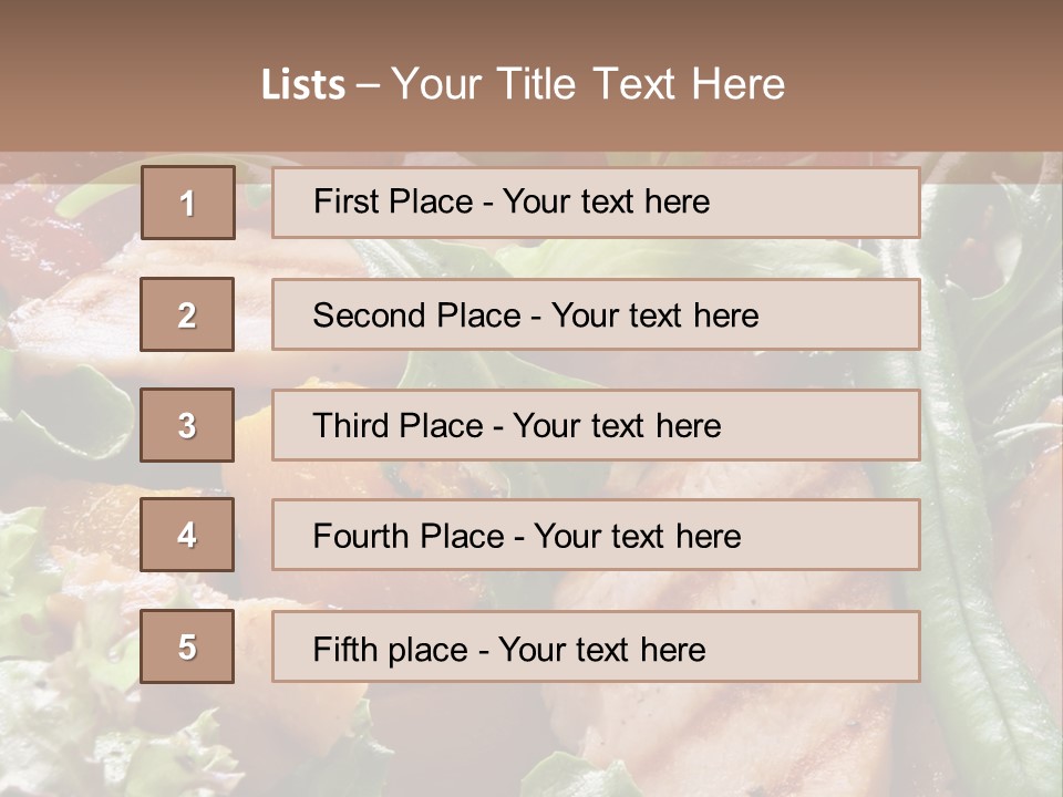 A Bowl Of Salad With Meat And Vegetables On A Table PowerPoint Template