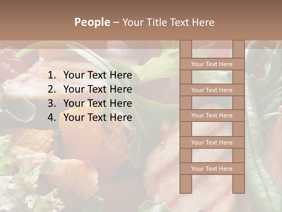 A Bowl Of Salad With Meat And Vegetables On A Table PowerPoint Template
