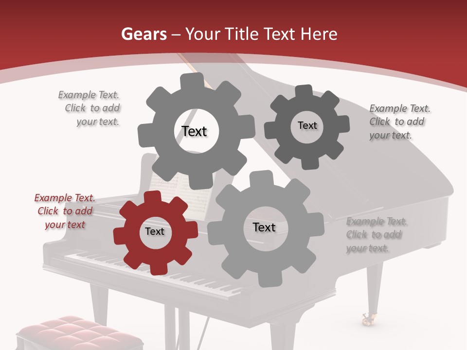 A Black Piano With A Red Seat Next To It PowerPoint Template