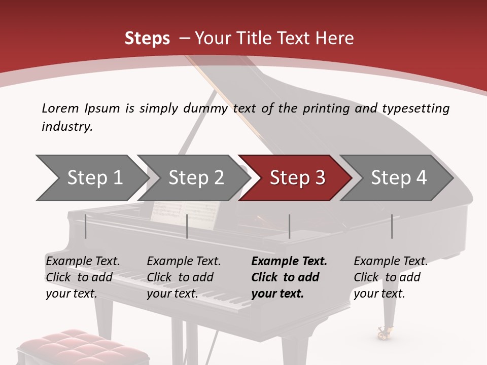 A Black Piano With A Red Seat Next To It PowerPoint Template