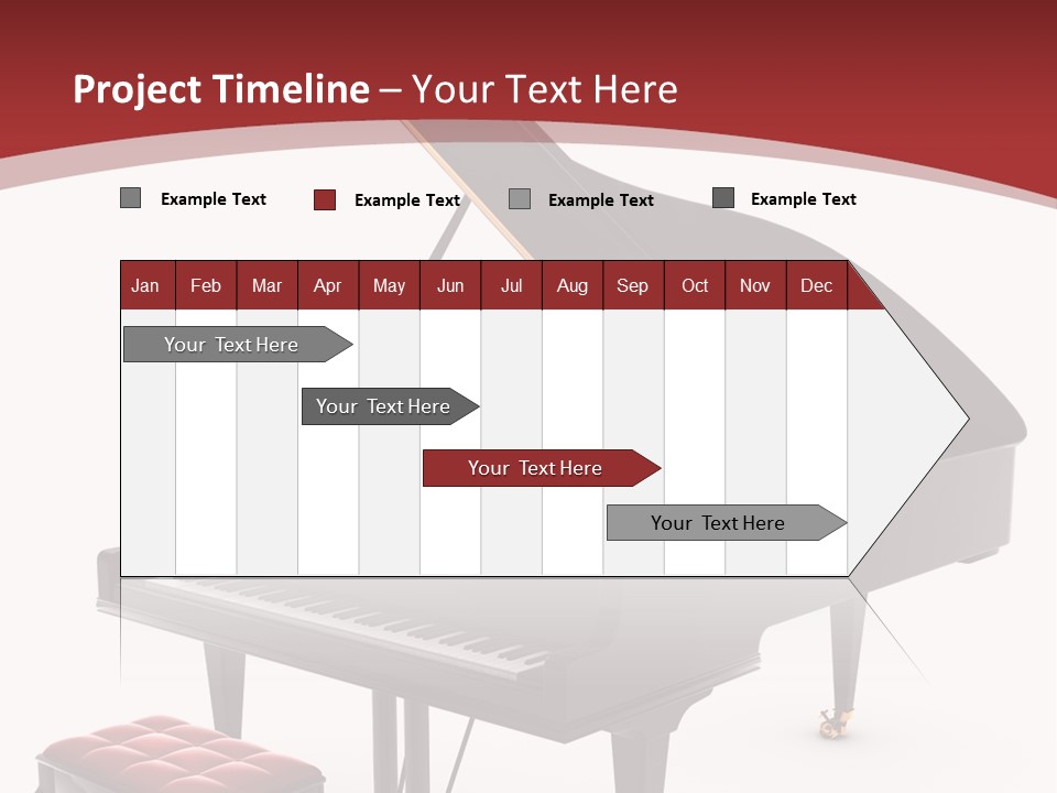 A Black Piano With A Red Seat Next To It PowerPoint Template