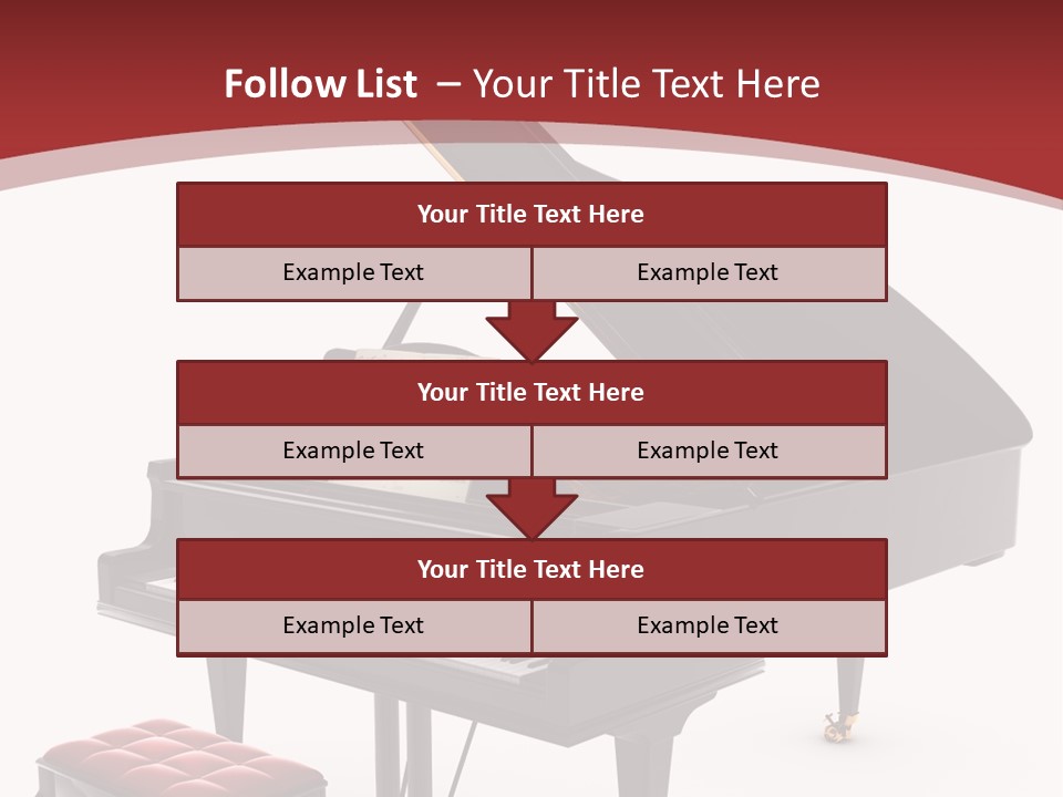 A Black Piano With A Red Seat Next To It PowerPoint Template