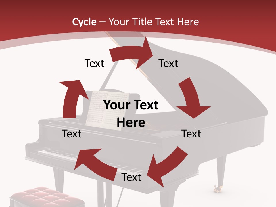A Black Piano With A Red Seat Next To It PowerPoint Template