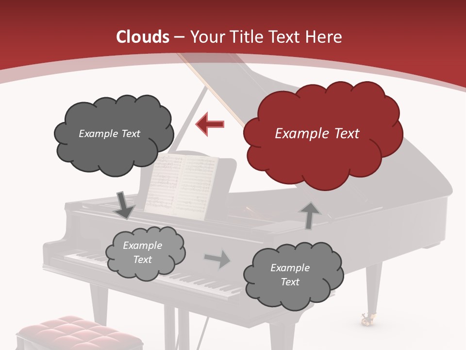 A Black Piano With A Red Seat Next To It PowerPoint Template