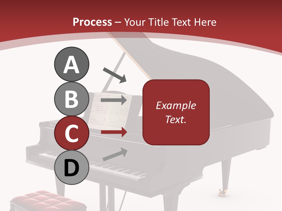 A Black Piano With A Red Seat Next To It PowerPoint Template