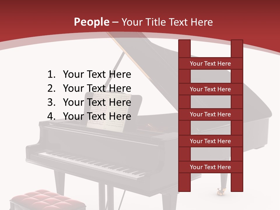A Black Piano With A Red Seat Next To It PowerPoint Template