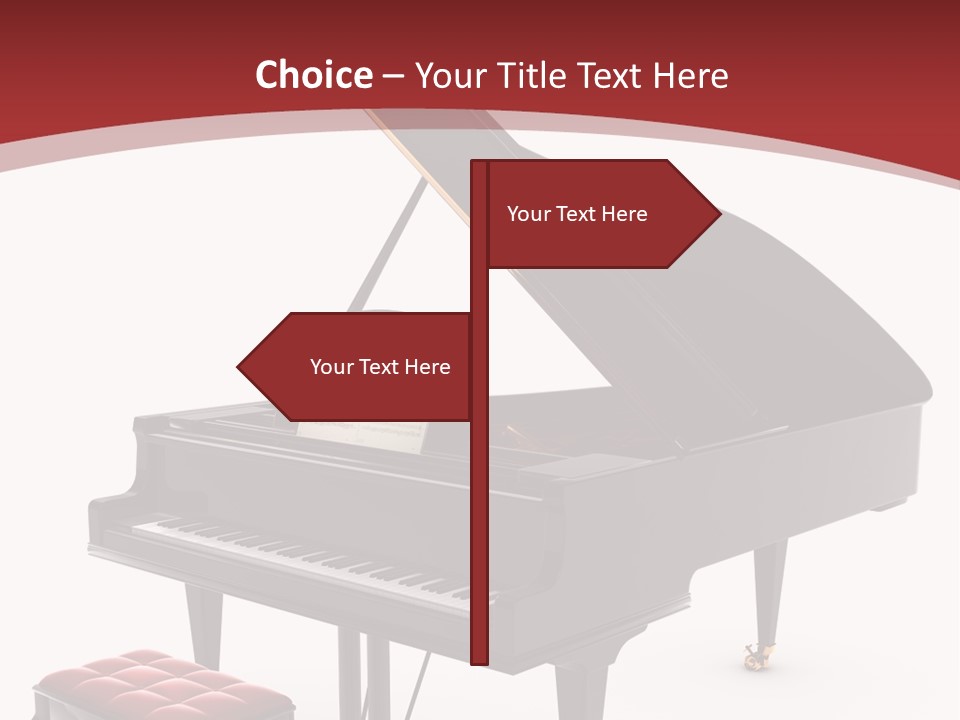 A Black Piano With A Red Seat Next To It PowerPoint Template