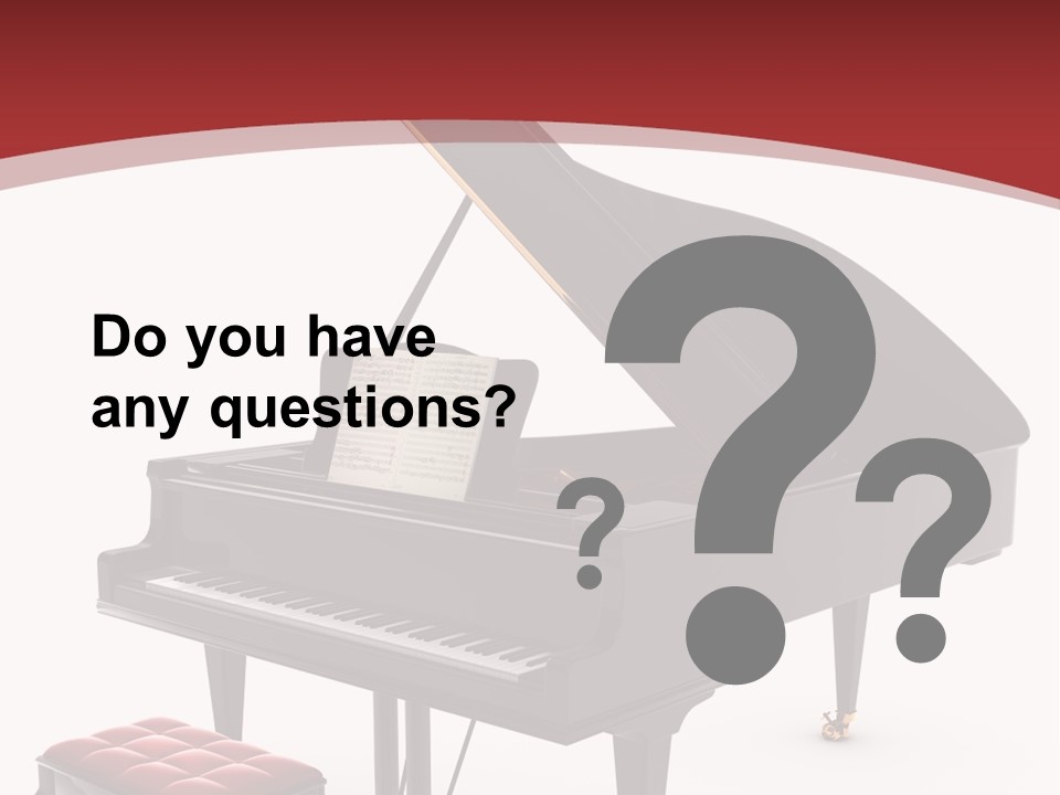 A Black Piano With A Red Seat Next To It PowerPoint Template