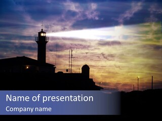 Lighthouse After Sunset Under Mystic Sky PowerPoint Template